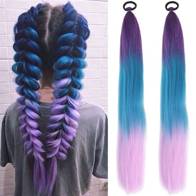Childrens Girls Rubber Band tail Wigs Boxing Braids Colored