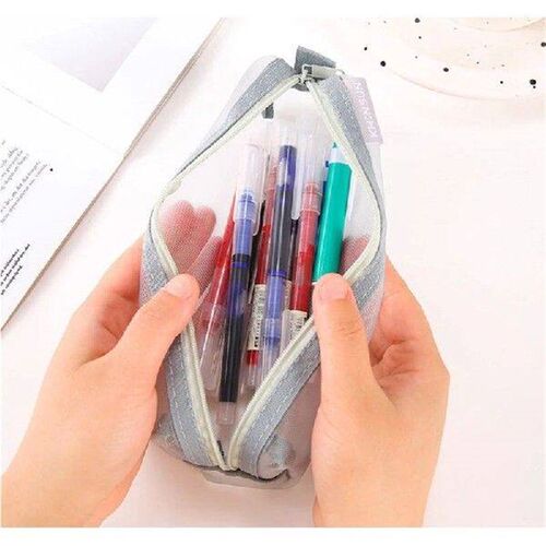 Simple Transparent Mesh Pencil Case Pen Bag Large Capacity