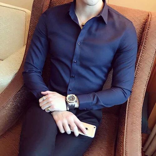 New Mens Long-sleeved Shirt Slim-fit Mens Business Shirt F