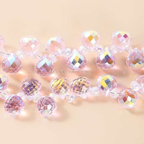 Super Flash Colorful Facet Crystal Drop Beads Cross Hole Gla