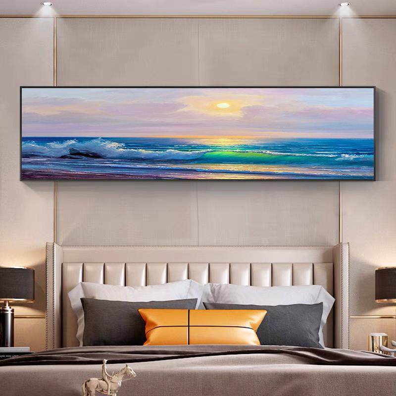 海边油画卧室装饰画牀头挂画沙发风景大海艺术背景墙房间客厅壁画,家居饰品,现代装饰画,淘宝优惠券,粉丝福利购,淘宝优惠卷