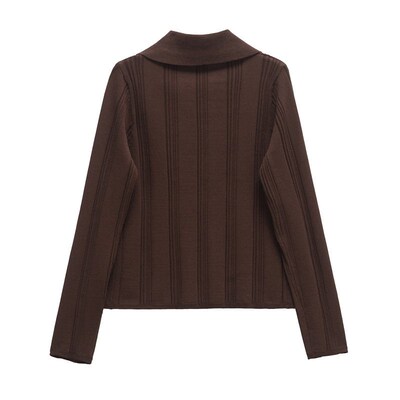 Z2025 Womens Fashion Simple All-match Rib Sweater Womens 4