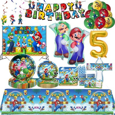 New Mario Birthday Decoration Cartoon Super Bros Party Suppl