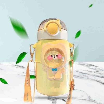Cute 600ml Insulated Water Bottle BPA Free with Straw &