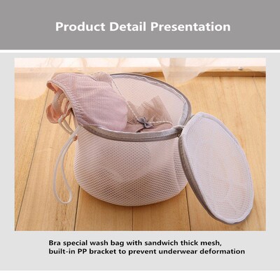 Gray Zipper Mesh Wash Bags Household Washing Machine Bag For