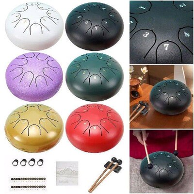 6 Inch 8 Notes Steel Tongue Drum with Drum Mallets Stickers