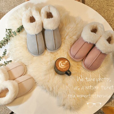 Cotton Slippers For Women In Winter Fur Thick Soles Cute Ind