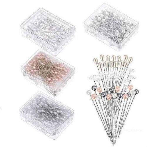 100PCS Bouquet Pins Pearl Corsage Crystal Diamond Head Pins