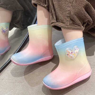 Fashionable Childrens Rain Boots Girl Princess Love Rain Bo