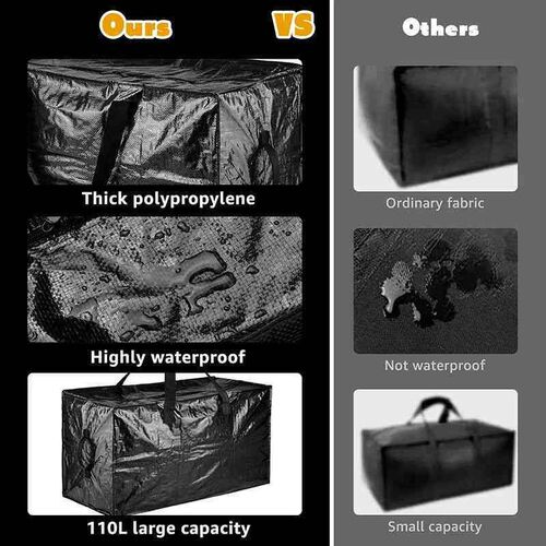 4Pcs Large Strong Moving Boxes Black Durable And Waterproof