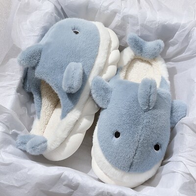 Funny Animal Shark Cotton Slippers Womens Thick Soles Home