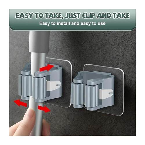 4PCS Mop Hook without Punching Broom Clamp Holder with Stron