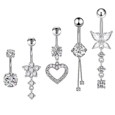5pcs/lot Dangled Belly Button Rings Belly Piercing Sets 14G