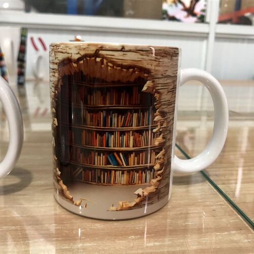 跨境新款陶瓷3D Bookshelf Mug马克杯 创意空间设计多用马克杯