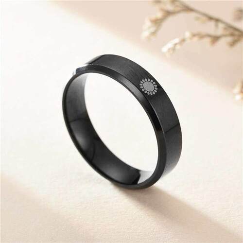 New 6mm Moon Sun Ring Sun Moon Stars Couple Titanium Steel R