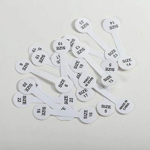 100pcs Ring Size Printed Tags Self-adhesive, glue ends adhes