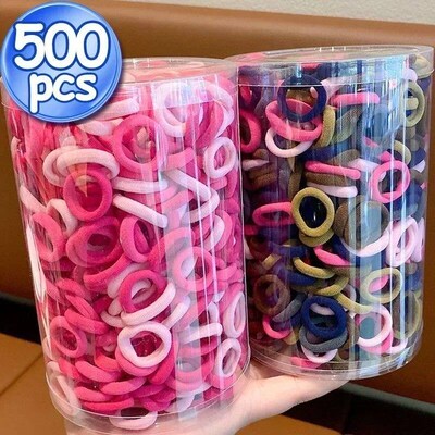 100/500pcs Colorful Nylon Elastic Hair Bands for Women Nylon