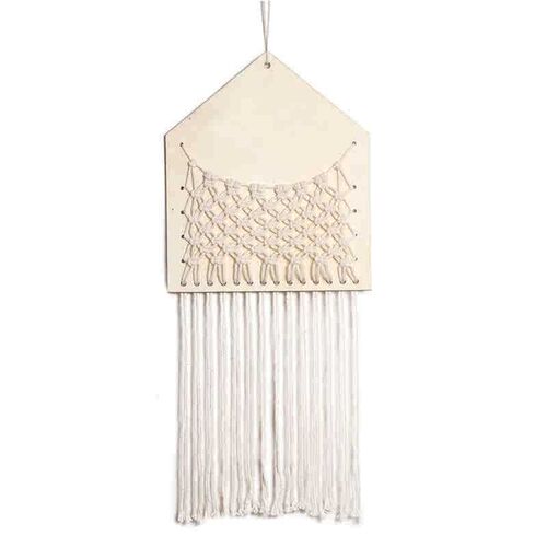 Cotton Wood Hand-woven Mesh Pocket Tassel Living Room