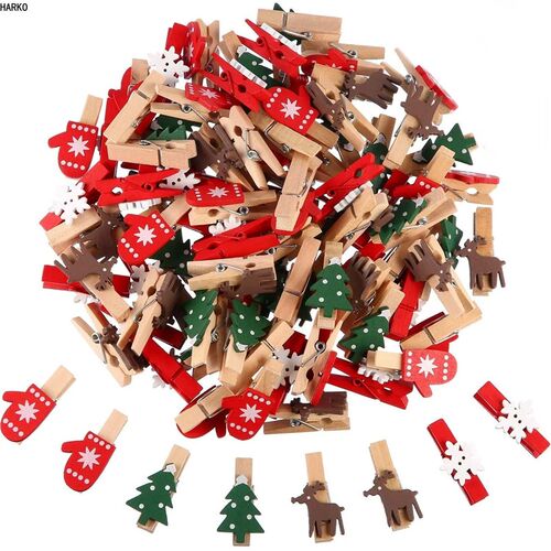 10pcs Christmas Wooden Clips New Year Party Decoration Photo