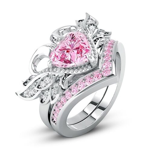 Elegant Beautiful Silver Color Heart Ring Womens Engagement