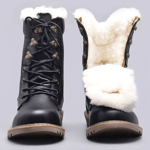 Natural Wool Winter Boots Handmade Warmest Men Winter Shoes