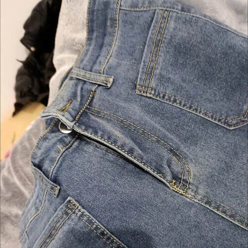 Classic High Waist Flare Jeans Women Vintage Pockets Sretch