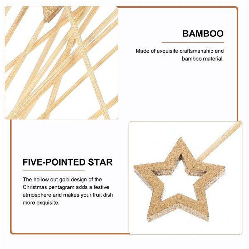 50 Pcs Bamboo Skewers Toy Food Picks Star Shape Cocktail - 实物图
