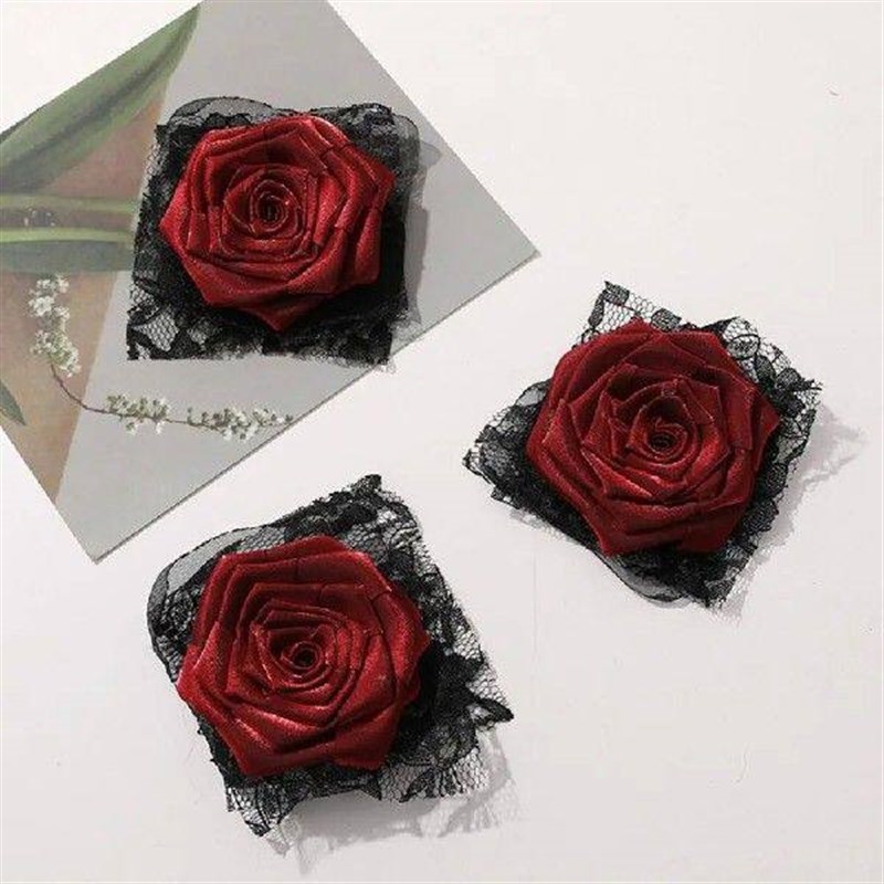 4PCS Multipurpose 3D Lace Rose Flower Patches Multilayer