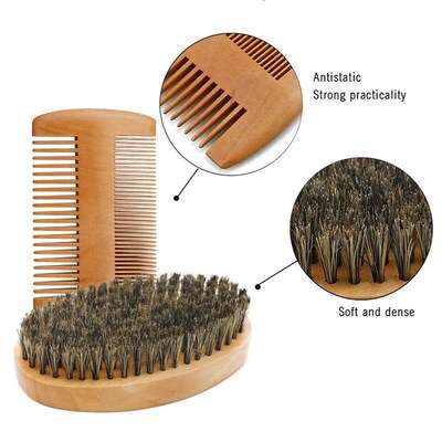 Mens Shaving Brush Set Boar Bristle Portable Barber Natural