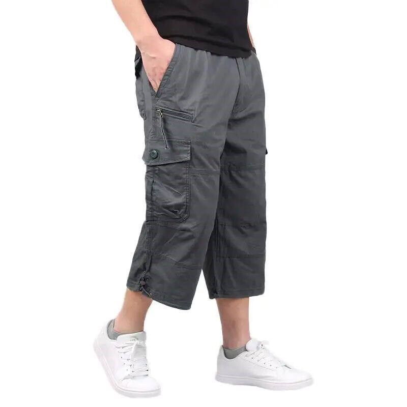 Mens Cargo Shorts Summer Loose Casual Pants Elastic Waist L