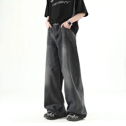 Men Denim Pants Old Blue Washed Male Jeans Straight Casual M