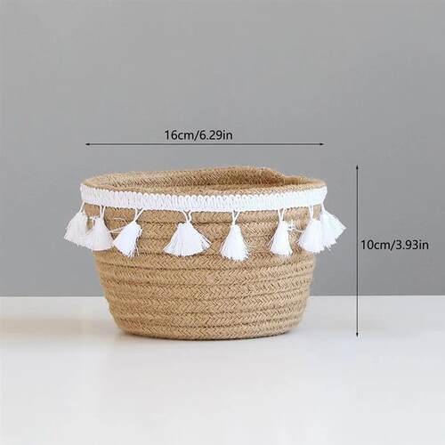 Small Storage Basket Foldable Pet Basket, Jute Woven Storage
