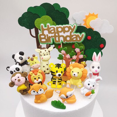1pc Animal Cake Topper Safari Jungle Wild Forest Animals Fig