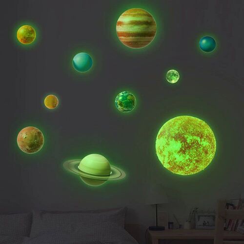 Home Decor ers Glow In The Dark Round Planets Star PVC Wall