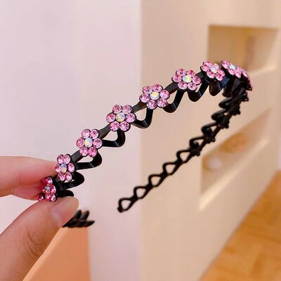 New Non-slip Rhinestone Headbands Solid Wave Hairbands for W