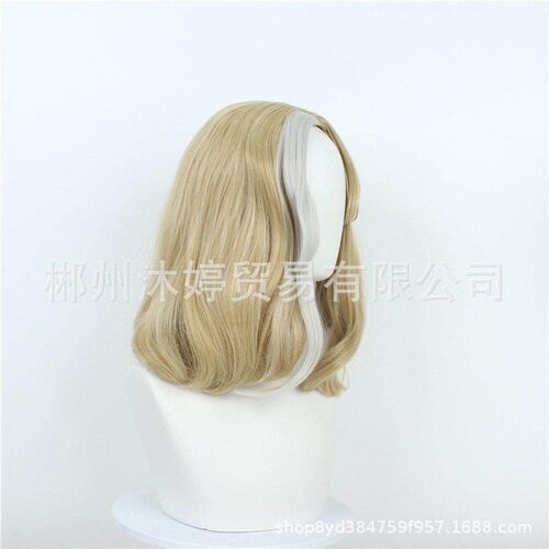 米白色134大蕾丝Cos表演短卷假发 做发型 wigs