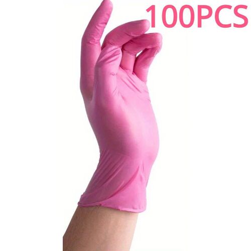 100/50/20PCS Pink Nitrile Gloves For Cleaning Kitchen Dishwa