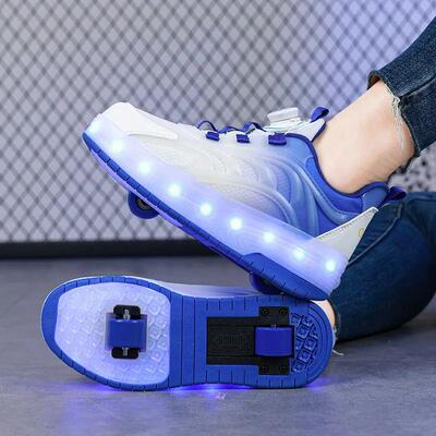 Two Wheels Childrens Led Light Roller Skate Shoes For Kids