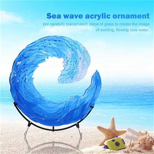 Acrylic Ocean Wave Fused Glass Sculpture Creative Gradient
