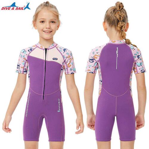 New 2.5MM Childrens Diving Suit Girls Swimsuit One-piece S