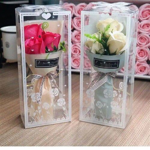 3 Heads Artificial Rose Bouquet Hand Holding Soap Flower