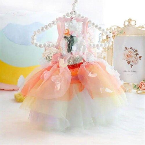 Pet Princess Dress Rainbow Butterfly Clothes For Cats And