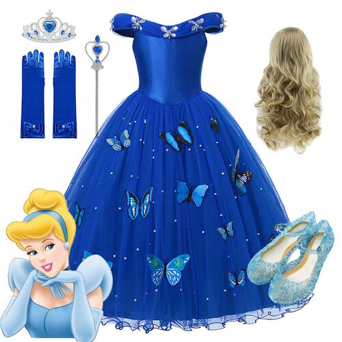 Cinderella Costume Girls Princess Cosplay Dress Up Clothes f