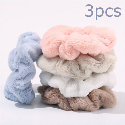 3Pcs/Set Daily Soft Hair Scrunchies Plush Elastic Hair Band