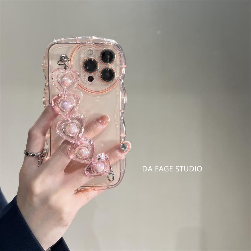 Korean 3D Love Heart wave transparent Silicone Case For ipho