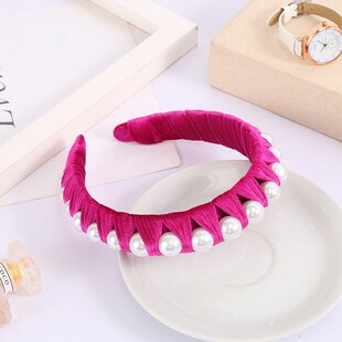 Wide Pearl Coral Velvet Headband Korea Versatile Outgoing In