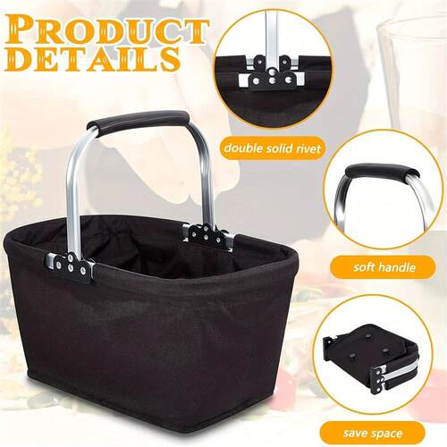 Foldable aluminum frame basket, foldable supermarket shoppin