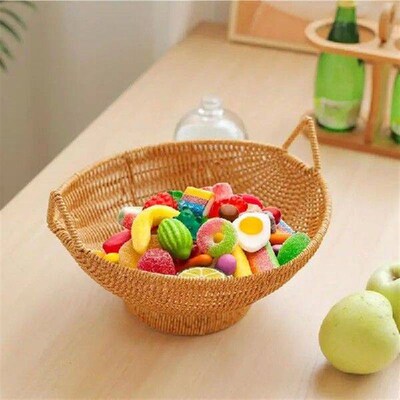 Wicker Fruit Basket Woven Serving Bowl Imitation Rattan