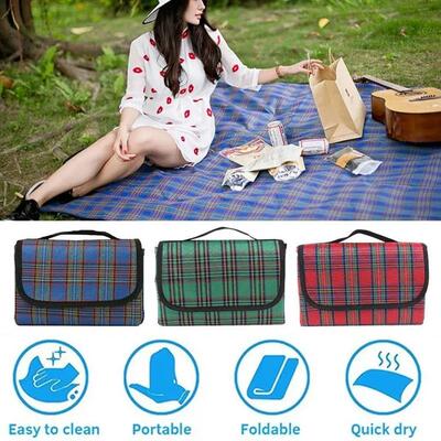 150x200cm Plaid Outdoor Picnic Mat Sleeping Camping Pad Mois