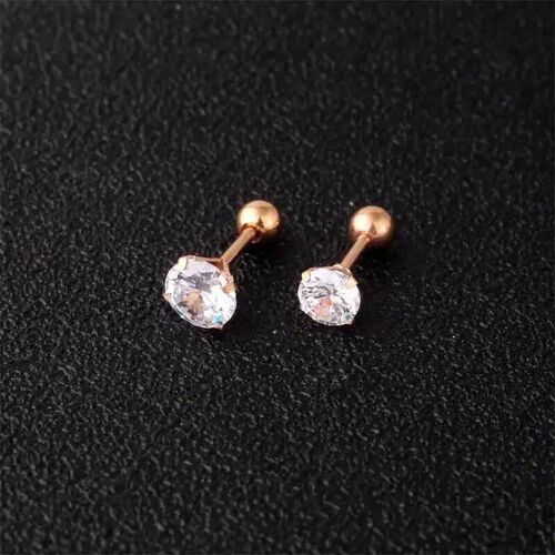 3Pcs/Set 3/4/6mm Simple Crystal Stainless Steel Stud Earring